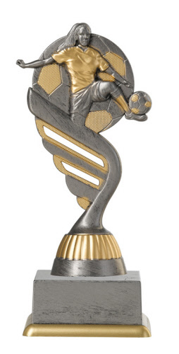 Meidenvoetbal trofee kunststof antiek (PF202) | Damesvoetbal cadeau