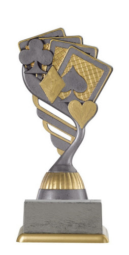 Kosciuszko Doorweekt marionet Speelkaarten trofee kunststof antiek goud/zilver (PF238) | Poker Cadeau