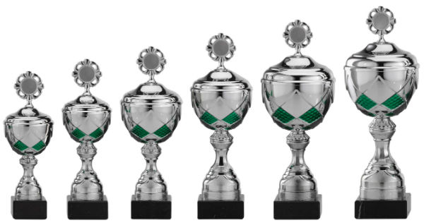 Gaan wandelen gloeilamp Proportioneel Beker Zilver met Groen A1034 | online trofee bestellen