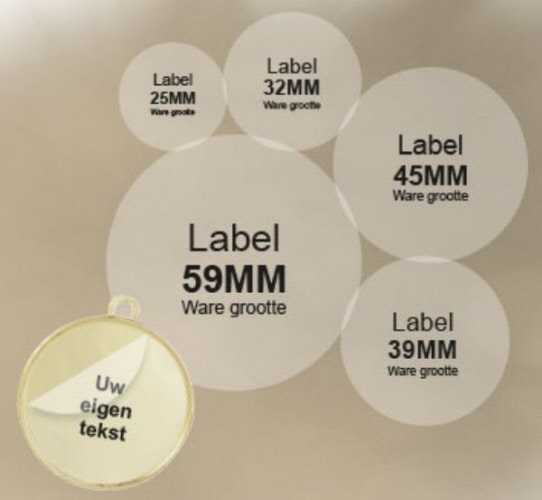 Shilling Megalopolis brandstof Transparant label inclusief tekst voor medailles | bedrukte medailles |  goedkoop online kopen